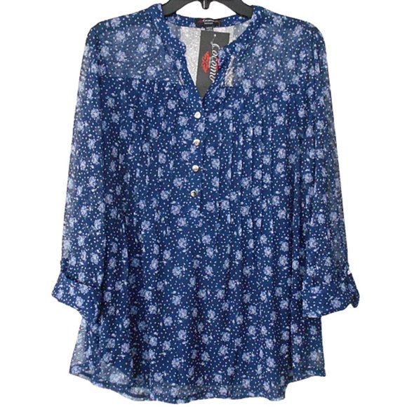 Tops New 3x Blue Lavender Mesh Overlay Plus Size 34